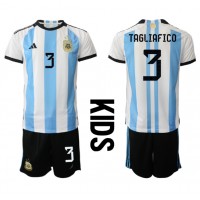 Camisa de time de futebol Argentina Nicolas Tagliafico #3 Replicas 1º Equipamento Infantil Mundo 2022 Manga Curta (+ Calças curtas)